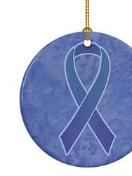 Periwinkle Blue Ribbon for Esophageal and Stomach Cancer Awareness Ceramic Ornament