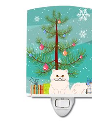 Persian Cat Merry Christmas Tree Ceramic Night Light
