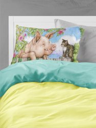 Pig at the Gate with the Cat Fabric Standard Pillowcase