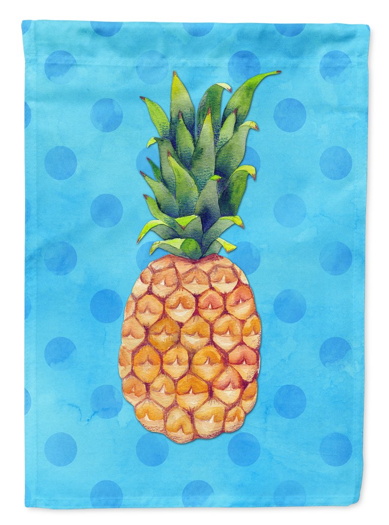 Pineapple Blue Polkadot Garden Flag 2-Sided 2-Ply