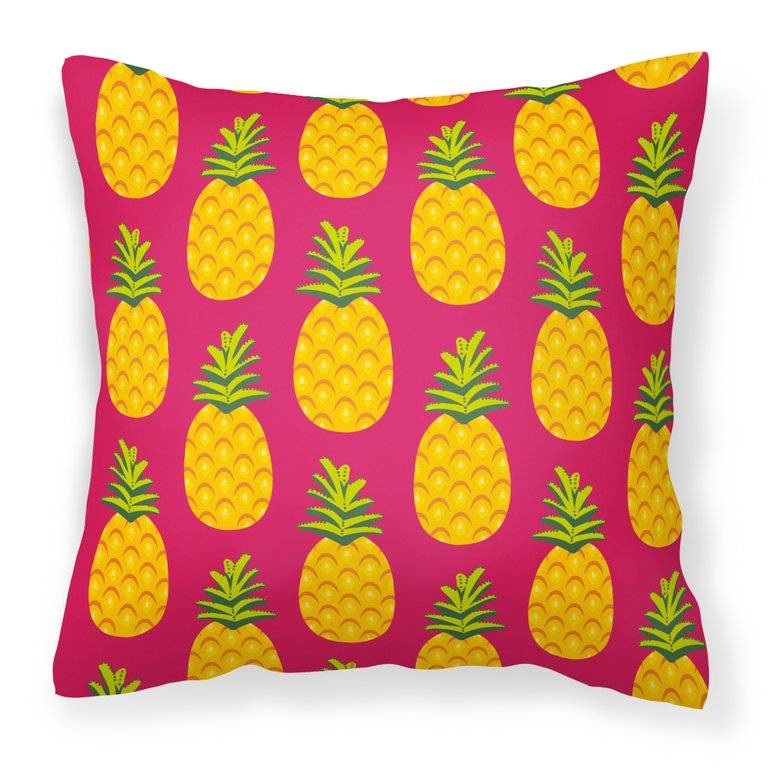 Pineapples on Pink Fabric Decorative Pillow