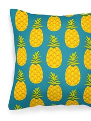 Pineapples on Teal Fabric Decorative Pillow
