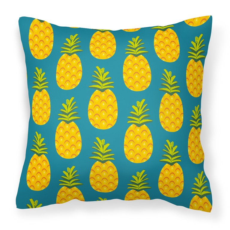 Pineapples on Teal Fabric Decorative Pillow