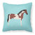 Pinto Horse Blue Check Fabric Decorative Pillow