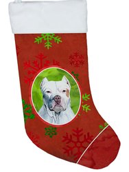 Pit Bull Red and Green Snowflakes Holiday Christmas Christmas Stocking