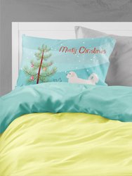 Polish Tatra Sheepdog Merry Christmas Tree Fabric Standard Pillowcase