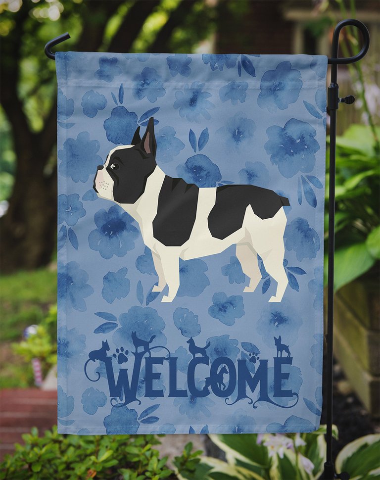Polyester French Bulldog Welcome Garden Flag 2-Sided 2-Ply