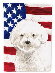 Polyester Patriotic USA Bichon Frise Garden Flag 2-Sided 2-Ply