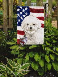 Polyester Patriotic USA Bichon Frise Garden Flag 2-Sided 2-Ply