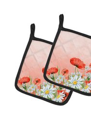 Poppies and Chamomiles Pair of Pot Holders