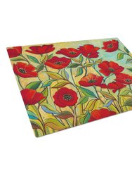 PPD3020LCB Poppy Garden Flowers Glass Cutting Board - Large
