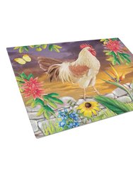 PRS4025LCB White Rooster Glass Cutting Board - Large