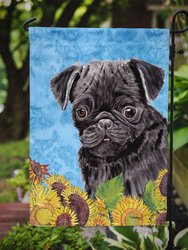 Pug In Summer Flowers Garden Flag 2-Sided 2-Ply