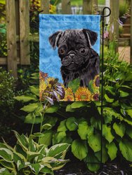 Pug In Summer Flowers Garden Flag 2-Sided 2-Ply