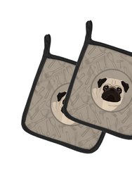 Pug In the Kitchen Pair of Pot Holders