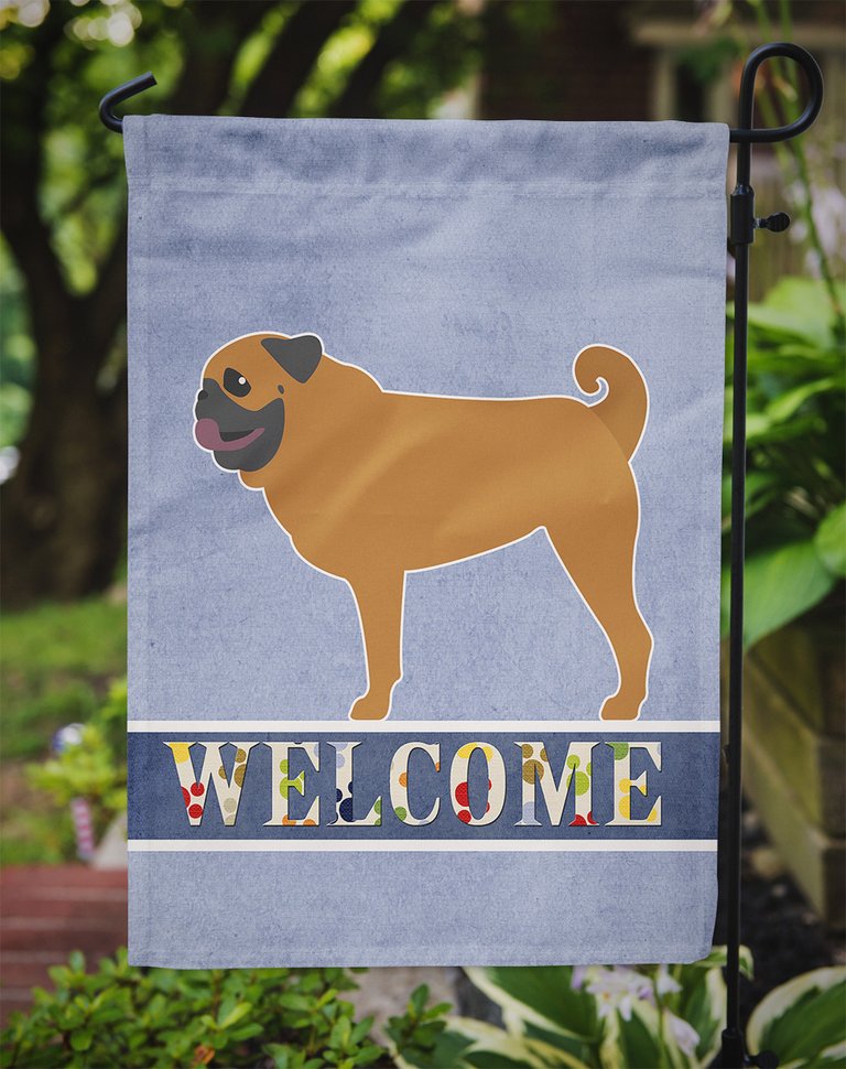 Pug Welcome Garden Flag 2-Sided 2-Ply