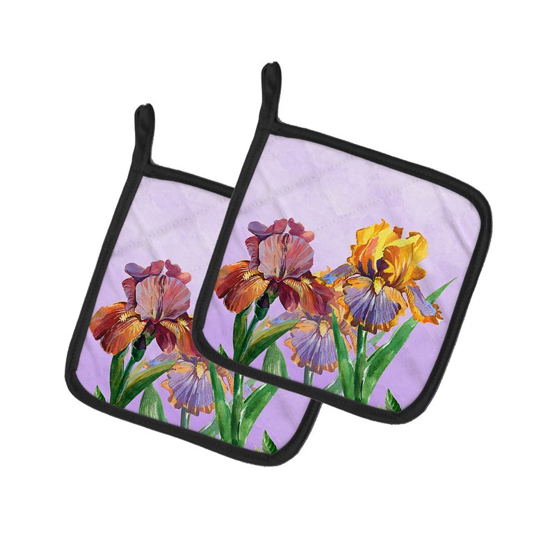 Purple and Yellow Iris Pair of Pot Holders