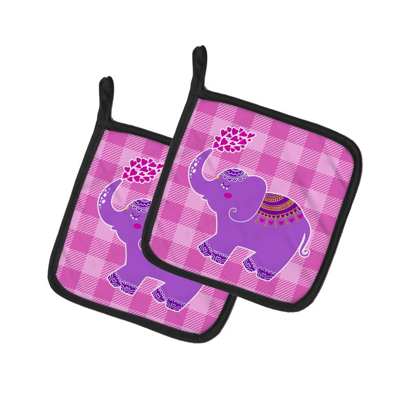 Purple Elephant Pair of Pot Holders