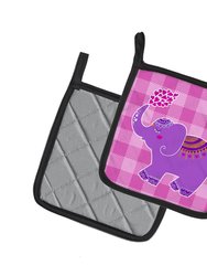 Purple Elephant Pair of Pot Holders