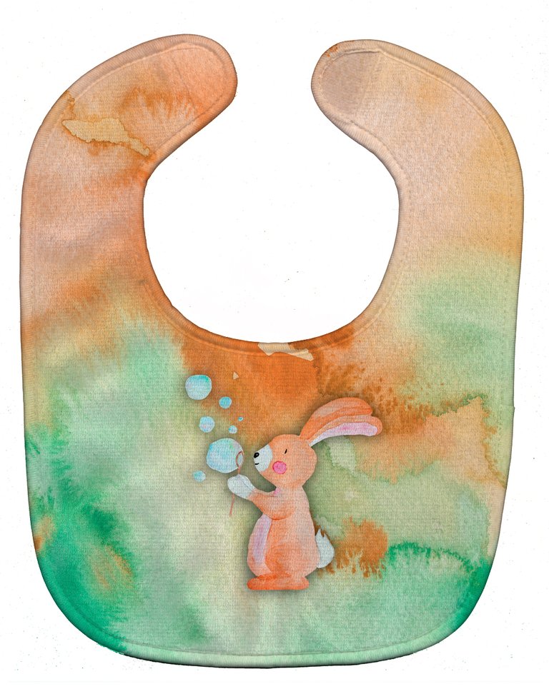 Rabbit and Bubbles Watercolor Baby Bib