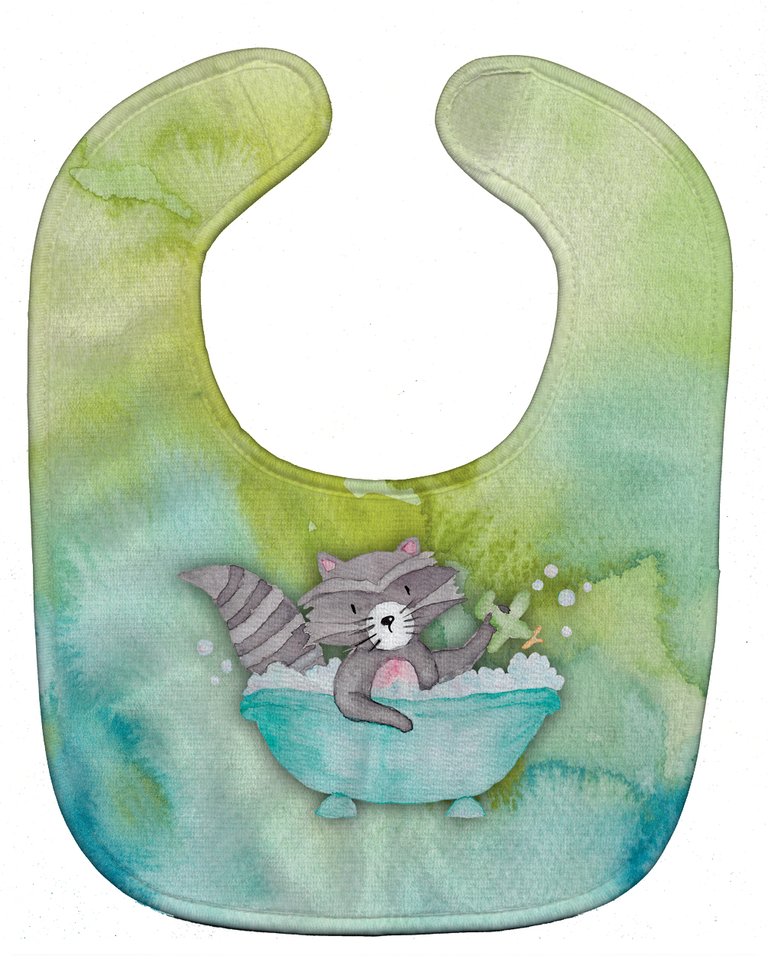 Raccoon Bathing Watercolor Baby Bib