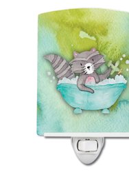 Raccoon Bathing Watercolor Ceramic Night Light