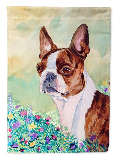 Caroline's Treasures Red And White Boston Terrier Garden Flag 2-Sided 2-Ply product