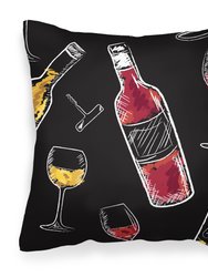 Red and White Wine on Black Fabric Decorative Pillow