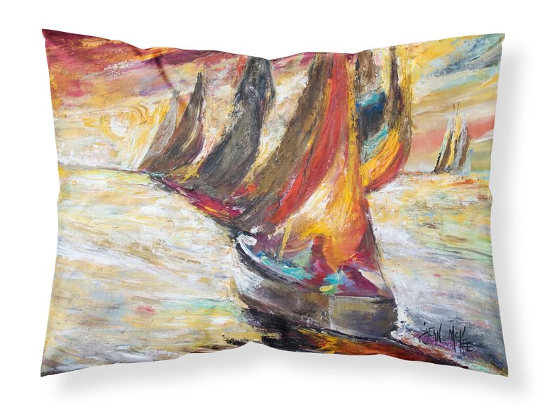 Red Sails Sailboat  Fabric Standard Pillowcase