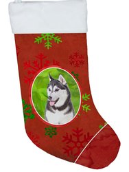 Red Snowflakes Holiday Christmas  Alaskan Malamute Christmas Stocking