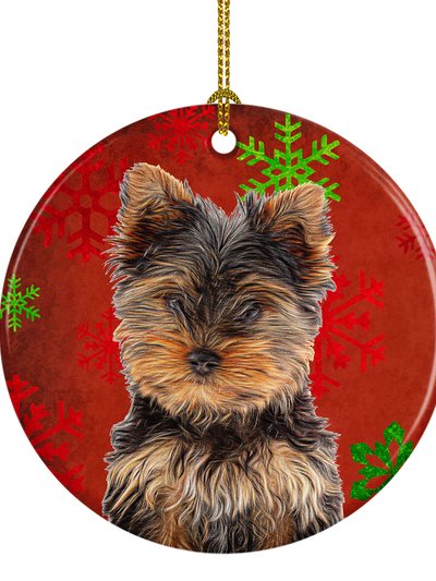 Caroline's Treasures Red Snowflakes Holiday Christmas Yorkie Puppy / Yorkshire Terrier Ceramic Ornament product