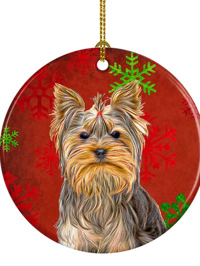 Caroline's Treasures Red Snowflakes Holiday Christmas  Yorkie / Yorkshire Terrier Ceramic Ornament product