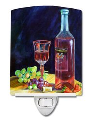 Red Wine Bottle and Glass  Ceramic Night Light