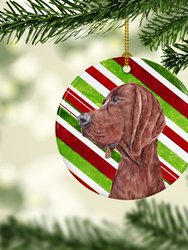 Redbone Coonhound Candy Cane Christmas Ceramic Ornament
