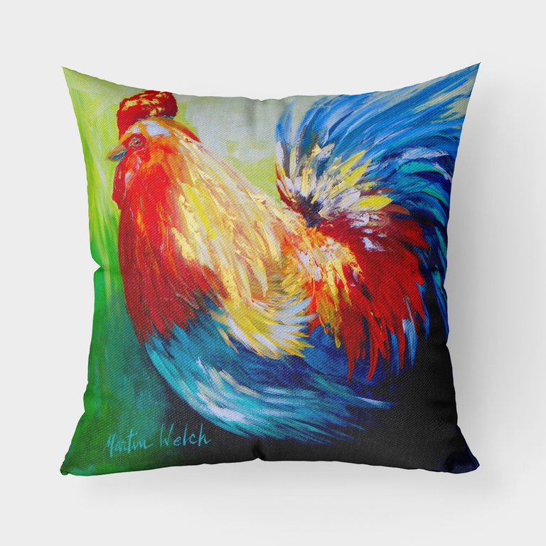 Rooster Chief Big Feathers Fabric Decorative Pillow
