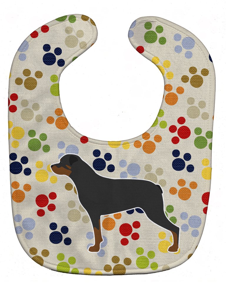 Rottweiler Pawprints Baby Bib