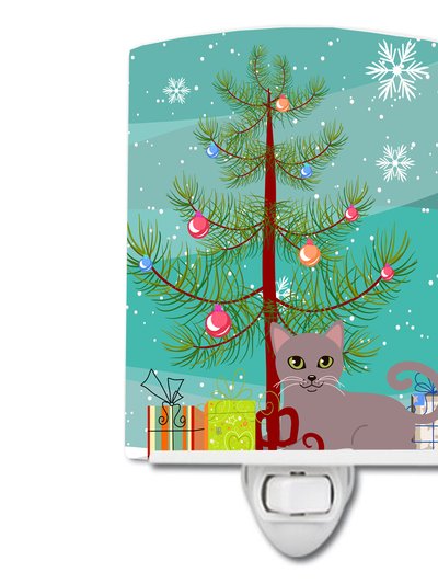 Caroline's Treasures Russian Blue Cat Merry Christmas Tree Ceramic Night Light product