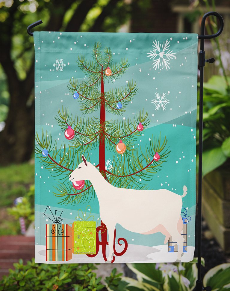Saanen Goat Christmas Garden Flag 2-Sided 2-Ply