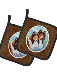 Sable Shelties Double Trouble  Pair of Pot Holders