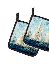 Sailboats Last Mile Pair of Pot Holders