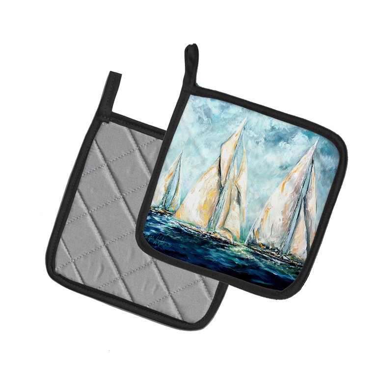 Sailboats Last Mile Pair of Pot Holders