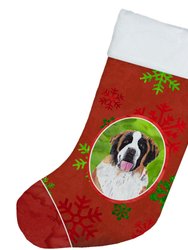 Saint Bernard Red Green Snowflake Christmas Christmas Stocking