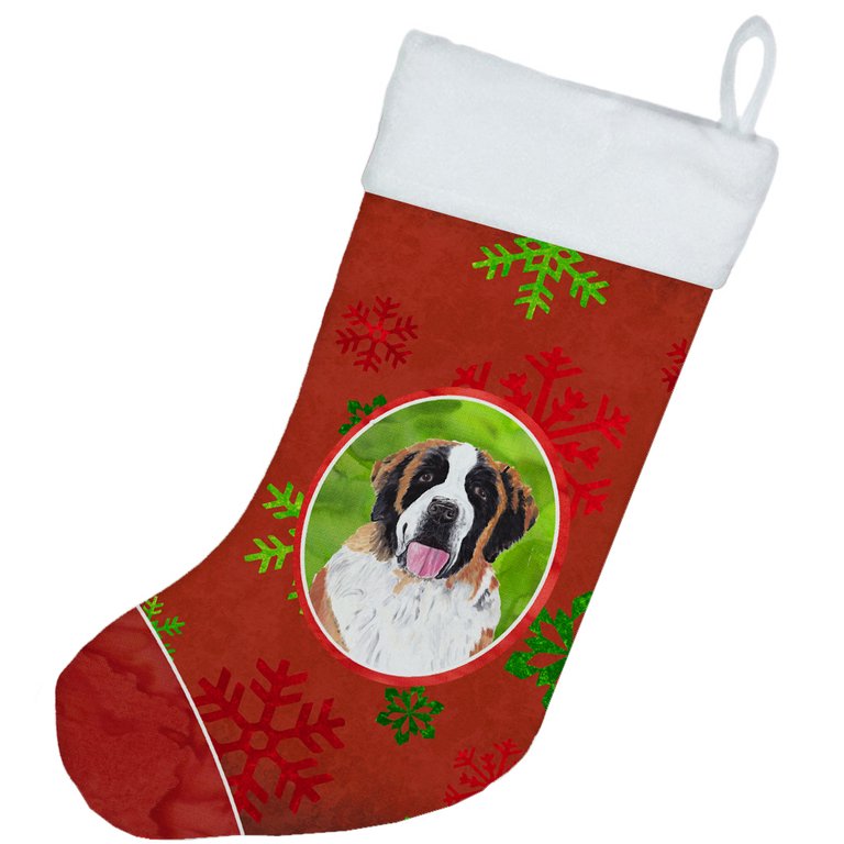 Saint Bernard Red Green Snowflake Christmas Christmas Stocking