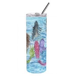 SC2032TBL20 20 Oz Mermaids Double Walled Stainless Steel Skinny Tumbler - Multi Color