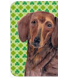 SC9288LCB Dachshund St. Patricks Day Shamrock Portrait Glass Cutting Board - Large