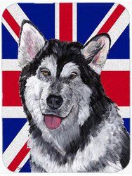 SC9815LCB Alaskan Malamute With English Union Jack British Flag Glass Cutting Board - Large - Multicolor