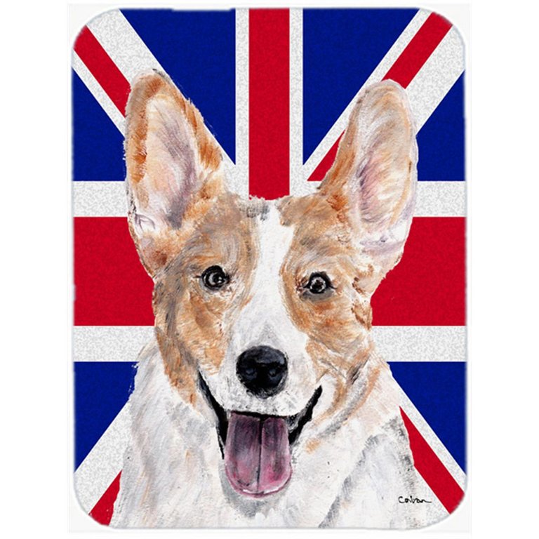  SC9891LCB Cardigan Corgi With English Union Jack British Flag Glass Cutting Board - Large