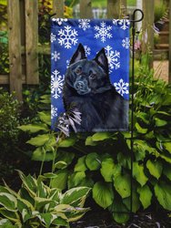 Schipperke Winter Snowflakes Holiday Garden Flag 2-Sided 2-Ply