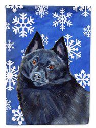 Schipperke Winter Snowflakes Holiday Garden Flag 2-Sided 2-Ply