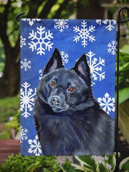 Schipperke Winter Snowflakes Holiday Garden Flag 2-Sided 2-Ply